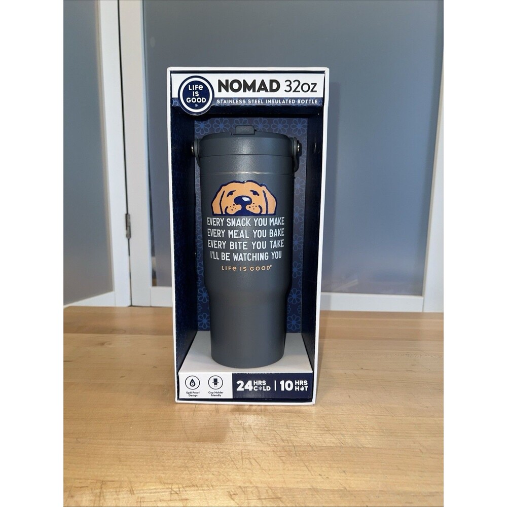 LIFE IS GOOD DOG 32oz  Nomad Stainless Steel Travel Bottle New